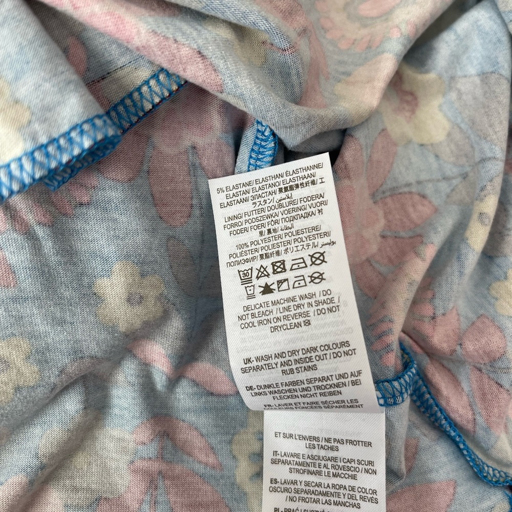 NWTBoden Jersey Mini Tea Dress Moroccan Blue Floral Long Sleeve Cottagecore Sz 2 - Picture 9 of 12